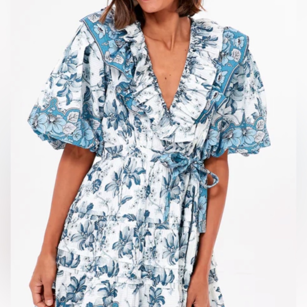 Beryl Blue Print Remy Mini Dress by
LOVE THE LABEL (Sold Out)